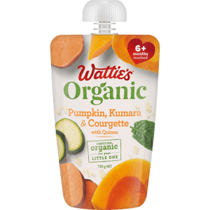Wattie's® Organic Pumpkin, Kumara & Courgette with Quinoa Front of Pack