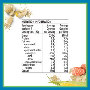 Wattie's® Little Skippers Cauliflower & Salmon Risotto Nutritional