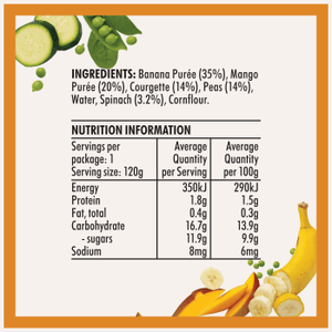 Wattie's® Banana Mango Courgette & Peas Nutritional