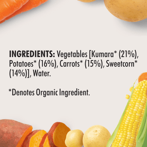 Wattie's® Organic Sweet Garden Veggies Ingredients
